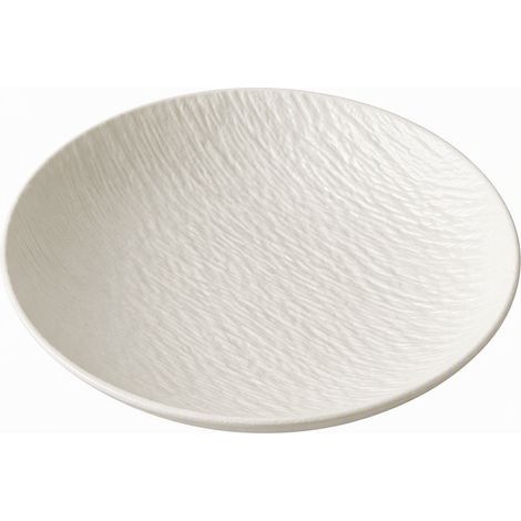 Assiette creuse en céramique effet pierre, teinte blanche, 10 pouces