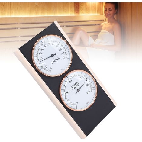 Thermomètre-hygromètre 2 en 1 en bois pour sauna et spa, douche, salle de bain. (1/4)