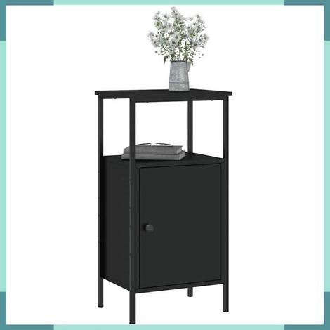 825923 Table de chevet noir 41x31x80 cm bois d’ingénierie (1/5)