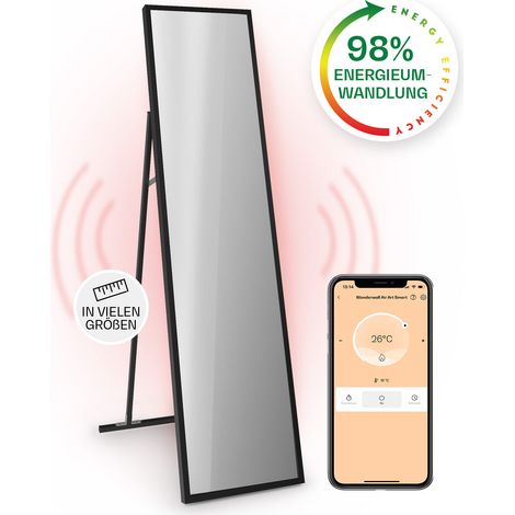 Klarstein Infrarotheizung, Infrarot Spiegelheizung Standgerät, Infrarotheizung mit Thermostat, Heizung mit Erkennung Offener Fenster & App-Control , Heater CO2-Frei, IP24 Infrarot Heizgeräte, 900 W (1/5)