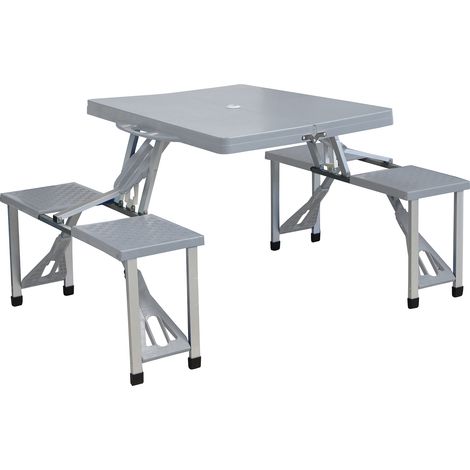 SET TAVOLO PIEGHEVOLE CON 4 SGABELLI IN COLORE GRIGIO (1/2)