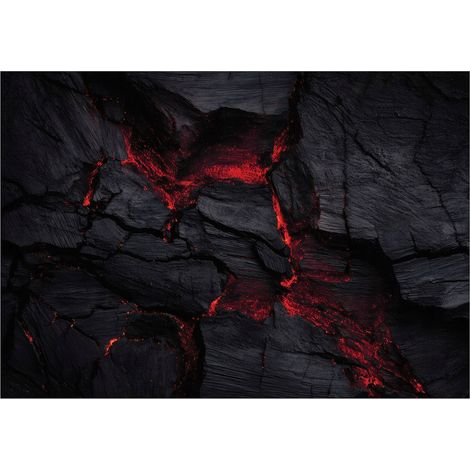 Fototapete Lava 350x250 cm Schwarz Rot Abstraktes Design Einfache Montage (1/5)