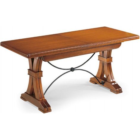 Tavolo Sala da Pranzo Classico in Legno Noce Gambe a Y Dimensione Tavoli: 180 x 100 + 4 allunghe 45 cm - Elemento in ferro: No (1/3)