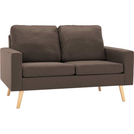 Set divano 2 pezzi in tessuto marrone 020020184