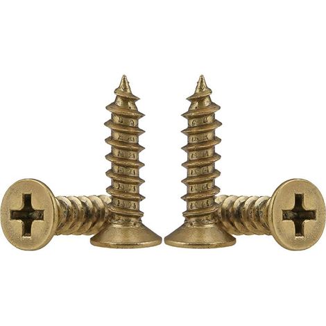 Laiton Vis Autotaraudeuses Phillips à Tête Plate Vis Bricolage Vis a Bois M4×25mm 10 pcs (1/5)