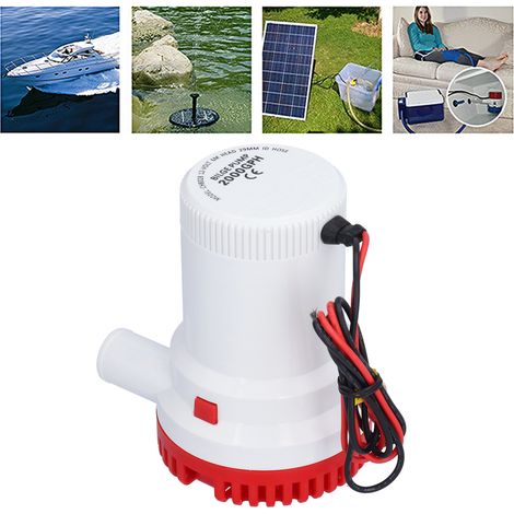 Pompe de Cale Submersible 12V 2000GPH - Faible Bruit, Multifonction pour Bateaux et Étangs