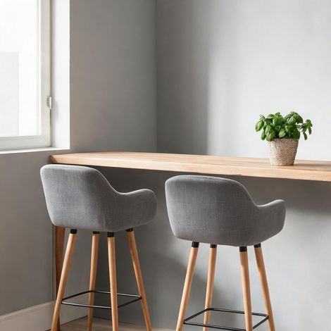 Tabouret de bar gris foncé en lin 55 x 48 x 100 cm (1/5)