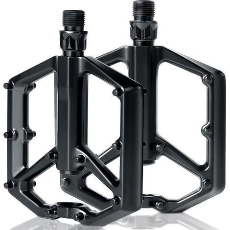 Pédales de Vélo, Pédale VTT en Alliage d'Aluminium, Universelles Pedale VTT Pédales de Vélo, Pédales de Vélo 9/16 Roulements, Pédales Plates Légères et Larges, pour Vélo VTT, Vélos (1/5)