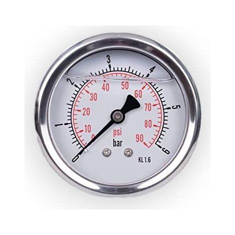 Manomètre à glycérine - 1 unité - Acier inoxydable IP65 - Lecture stable vibrations - Industrie et extérieur - 63 mm 0-6 bar (1/5)
