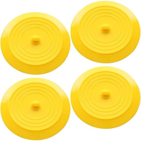 Set di 4 tappi per vasca da bagno con ventosa, in silicone, universali, da 15 cm, adatti per bagni e cucine. (1/4)