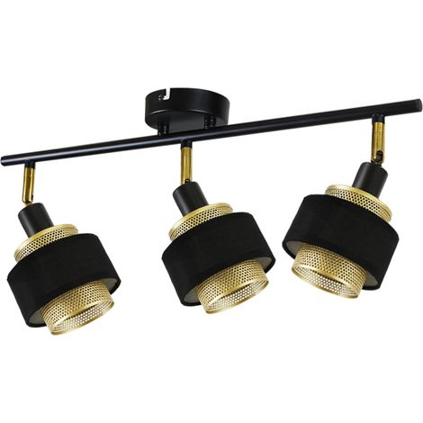 GBLY Deckenleuchte Schwarz Deckenstrahler Vintage - Deckenlampe Wohnzimmer mit 3 Flammig E14 Retro Schlafzimmer Strahler aus Gold Metall Schwenkbar Industrial Deckenspots für Küche Flur Esszimmer