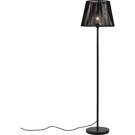 QAZQA Japandi Lámpara de pie para exterior negra con pantalla de cuerda negra IP44 - Virginia Jayla Acero /Plástico / Redonda Adecuado para LED Max. 1 x 15 Watt (1/5)
