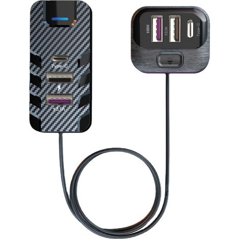 4.8A Fast Car Charger for Mobile Phones, Dual USB Ports for Cars, 6-Port Capacity, High Power (1/3)