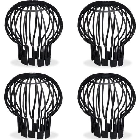 Filtre gouttière, lot Pratique de 4, Plastique, crépine, Protection, écoulement de l’Eau, Ø 12 cm, Noir-LIAIKI (1/5)