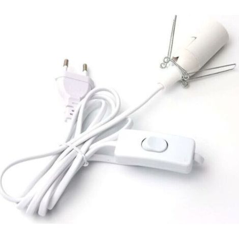 -Câble pour lampe à sel avec interrupteur - E14-1,8 m - Douille pour lampe de sel, Blanc (1/4)