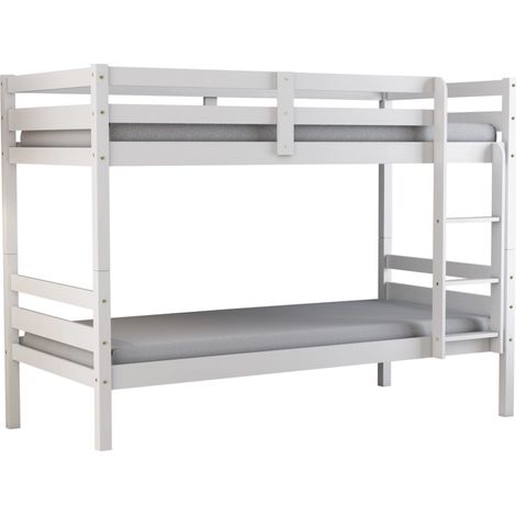 letto a castello "lione" in pino massello bianco laccato 199,5x97x150 cm