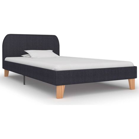 Bettgestell Dunkelgrau Stoff 90×200 cm
