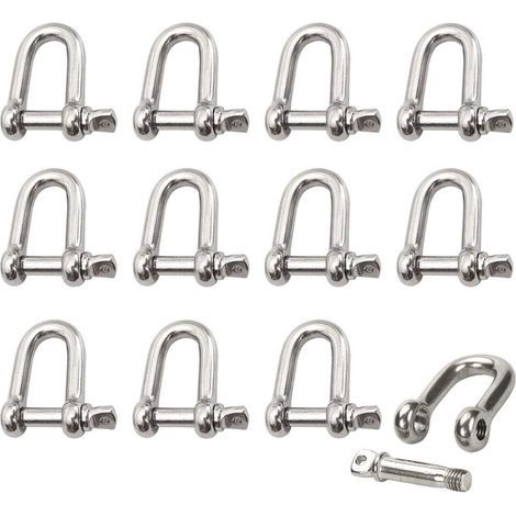 Manille Inox 12 Pièces M4 Manille Inox Acier Manille de Levage Manille D'anneau de D de Chaîne Manille Goupille Vis Boucle Manille Droite Joint Fermoir pour Chaîne (1/5)