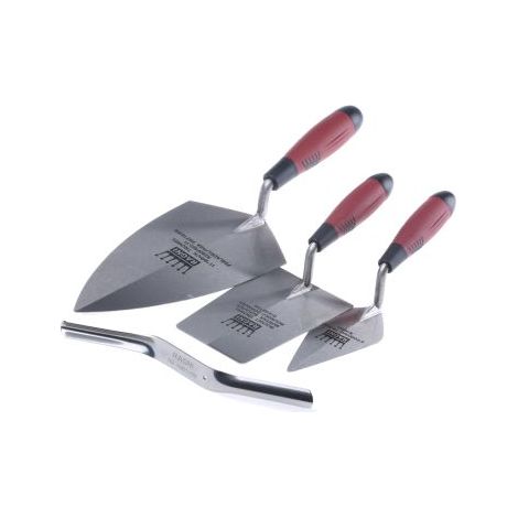 Rs Pro – Jeu de truelles Ragni 152 mm, 165 mm, 280 mm – Acier carbone pour maçon – Coupe nette sans éclat – Pochette refermable