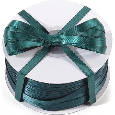 Ruban double satin vert émeraude, 6 mm x 100 m