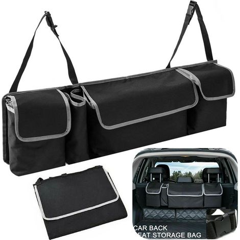 Sacoche de voiture, sac de coffre, organisateur de rangement Oxford noir (1/5)