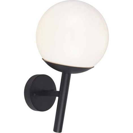 V-TAC VT-1224 Portalampada E27 sfera Opale lampada obliqua applique da giardino colore Nero 200mm IP44 - 11824