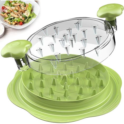 Picadora de pechuga de pollo grande con cepillo y tenedor desmenuzadora de carne visible con tira antideslizante, mango ergonómico, libre de BPA, apta para pollo, cerdo y ternera (verde matcha). (1/5)