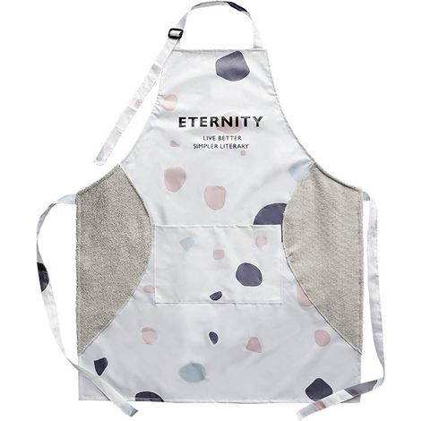 Tablier de cuisine sans manches, imperméable et anti-huile en PVC avec polaire corail, poche large, essuie-mains intégré, rose (1/5)