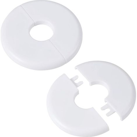 2 Piastre di copertura autoadesive per tubi, foro rotondo da 17 mm, in plastica ABS bianca, per tubi dell'acqua in cucina e in bagno (1/4)