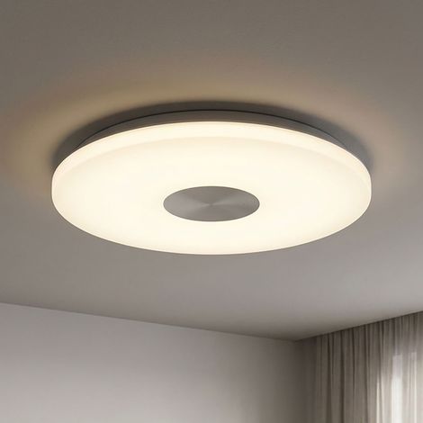 LED Deckenleuchte Deckenleuchten Wohnzimmer Deckenlampe in runder Form, Chrom mit Acrylschirm, 1x LED 18W 1260 lm warmweiß, 37,5 cm