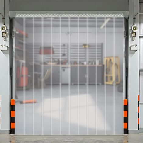 Rideaux en bande de PVC, rideaux transparents en feuille 180 x 210 cm, 12 rideaux industriels isolants, entrepôt, usine, supermarché (1/5)