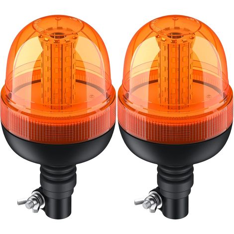 2PCs 60LED Luces de Emergencia Homologadas E9 Impermeable IP56 con 3 Modos de Brillo Estroboscópico/Flash Rápido/Rotación 12V 24V Luces Rotativas Ámbar de Advertencia para Remolque Camión (1/4)