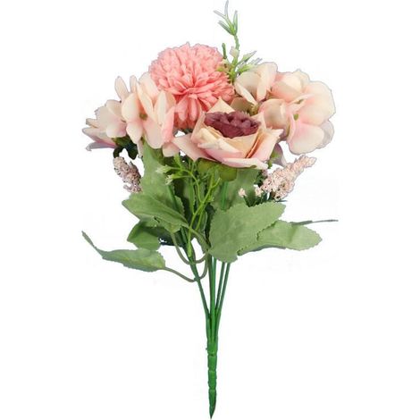 Strauß aus 6 Blumen, gemischt mit Knoblauch, 32 cm, Lachs (1/3)