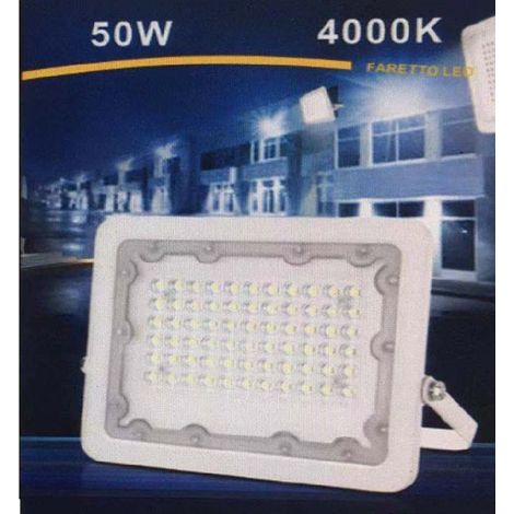 TrAdE Shop Traesio - Faro Led 50w Faretto Ultra Slim Bianco Esterno Luce Naturale Fredda Calda Fs50w-b - -Bianco Naturale -
