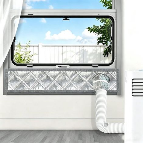 Kit de aire acondicionado de 100 cm para ventanas y puertas,3 capas de aluminio,algodón y Oxford,sellado 100% hermético,sin fugas de aire frío (1/5)