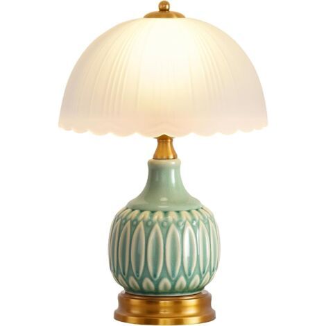 Retro-Wohnzimmerlampe, traditionelle Retro-Nachttischlampe, geeignet für Schlafzimmer, Wohnzimmer usw. – 1 Stück, grün (1/4)