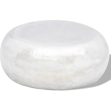 Table basse ronde métal martelé argenté Sym D 75 (1/4)