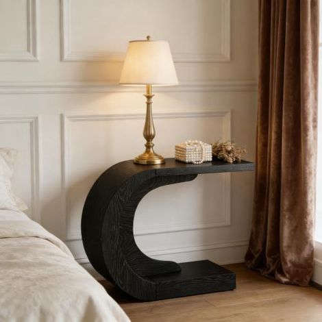 Console compacte, table d’appoint en forme de C, table d’entrée au design élégant. (1/5)