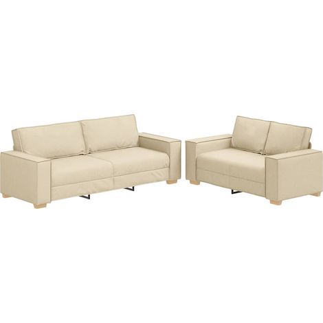 Maison Exclusive - Set di Divani 2 pz con Cuscini Crema in Tessuto