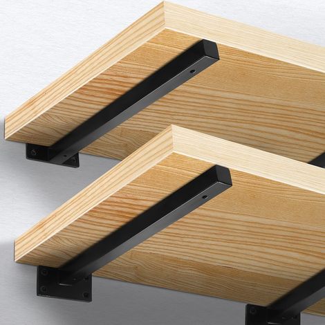 Sollbry Schwarze T-Halterung für Regale, robuste versteckte Halterungen für Holzbretter, blinde Regal-Hängehalterungen, Wandhalterung 12 Zoll, 2er-Pack