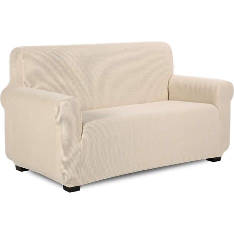 TIANSHU Dehnbarer Sofabezug aus Spandex, rutschfester Sofabezug, elastischer Sofaschutz, fleckenabweisender Schutz für Haustiere, Katzen und Hunde (2-Sitzer, Beige)