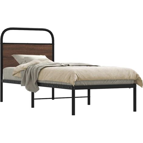 Bettgestell ohne Matratze 75x190 cm Braun Eichen-Optik (1/5)