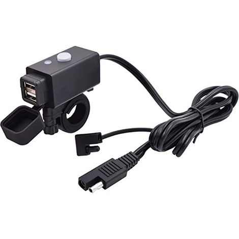 Chargeur USB moto étanche 5V 3.1A Interrupteur d'alimentation Ports de charge intelligents pour smartphones et GPS (1/5)