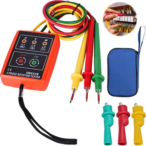 Ej.Life 3 Présence de séquence de rotation de phase Tester Indicateur compteur Détecteur LED et buzzer 60V 600V (3 Phase AC) SM-852B (1/5)