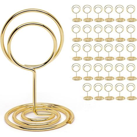30 unidades de portatarjetas de mesa para bodas, portanúmeros de mesa, clips para menús fotográficos para números de mesa de boda (dorado) (1/5)