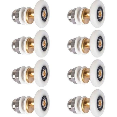 Porte de Douche - Rouleau Roulette Roue pour Porte de Douche Roulettes Coulissantes Porte Roue de Remplacement pour Rouleau 8 pièces 25mm (1/5)