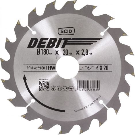 Kreissägeblatt aus Hartmetall ø 180 mm 20 30 2,8