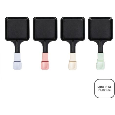 Lot de 4 caquelons a raclette - LIVOO - MEN438 - revetement antiadhésif sans PFAS - 8 x 8 cm - compatibles appareils a raclette (1/4)