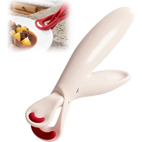 Nouvelle pince anti-brûlure pour assiettes chaudes et support pour bols – Pince de cuisine multifonctions antidérapante, résistante à la chaleur avec détails antidérapants rouges pour assiettes, bols (1/5)