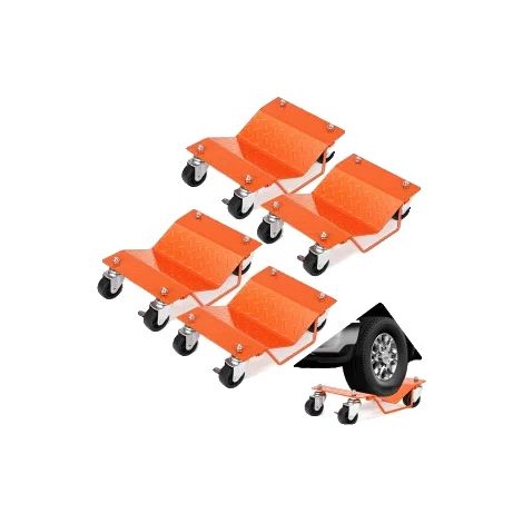 Carro para ruedas de coche, capacidad de 2721 kg, construcción robusta, 4 piezas, color naranja. (1/2)